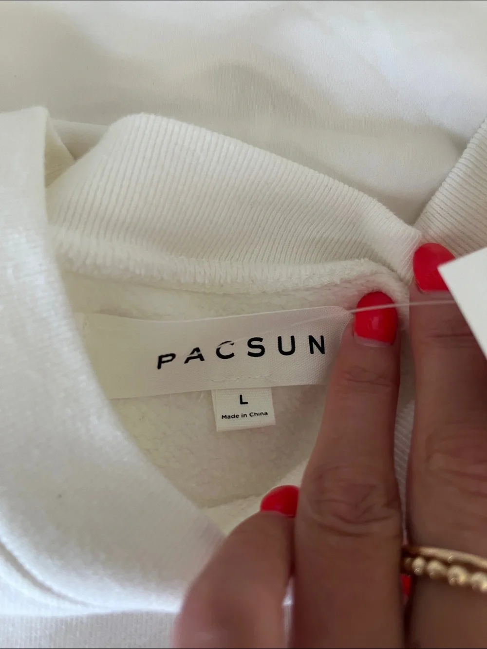 NWT PacSun Cream Crewneck Sweatshirt with Burgundy Stripe Unisex